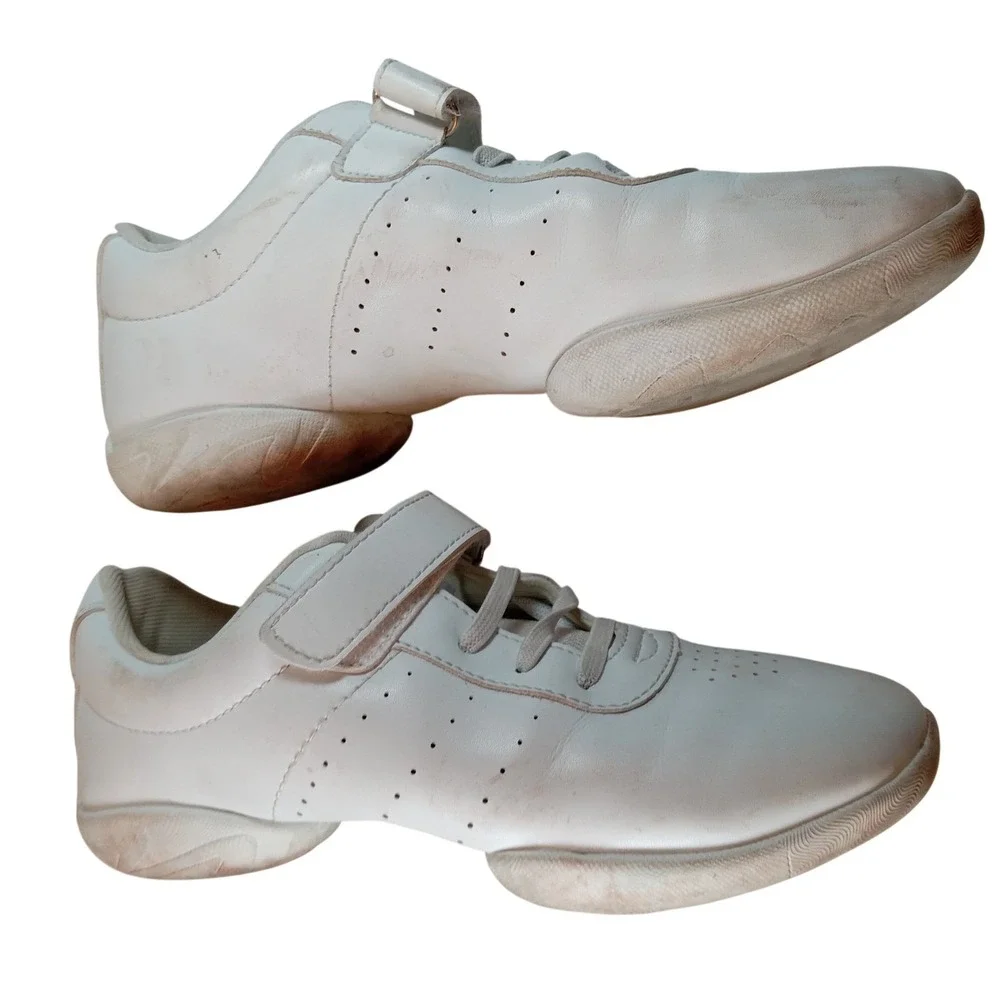 Ryka White Leather Cheer Shoes Split Sole Dance Sneakers Women Size 5 Camp Footb